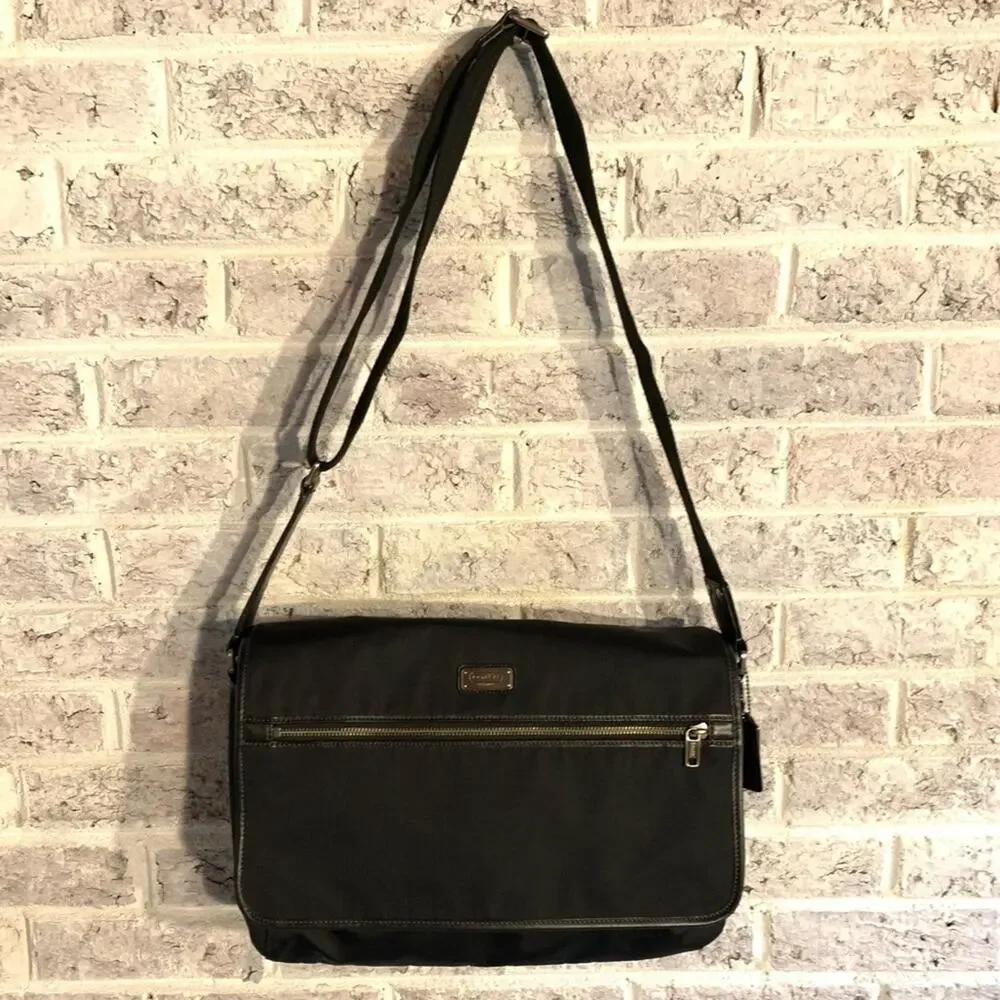 Coach Nylon Laptop Messenger Bag in Black with Silver Hardware